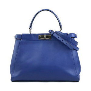 FENDI Peekaboo Bugs Monster Eye Leather Python Shoulder Bag Blue